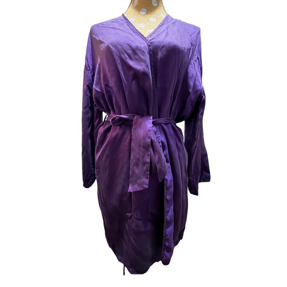 Vintage Victoria Secret Gold Label Purple Silk Robe Size P/S